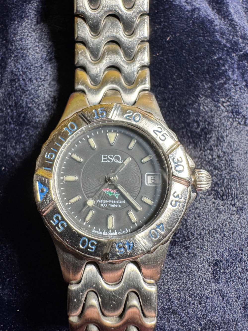 Esquire Swiss Quartz Blue Dial Stainless Steel Water-Resistant Eagle Dive Watch